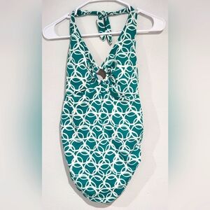 A Pea in the Pod | Green & White Halter Swimsuit | Size Small